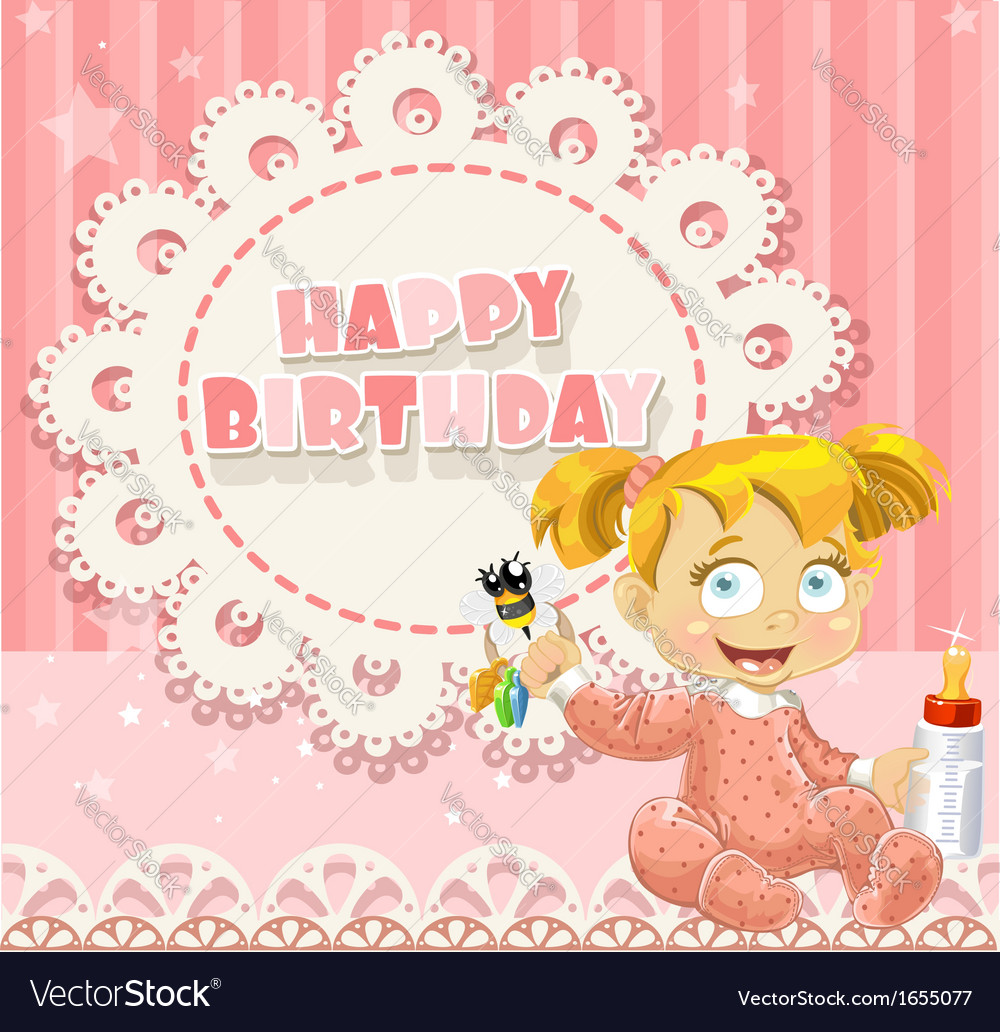 Happy birthday my little princess - baby girl Vector Image