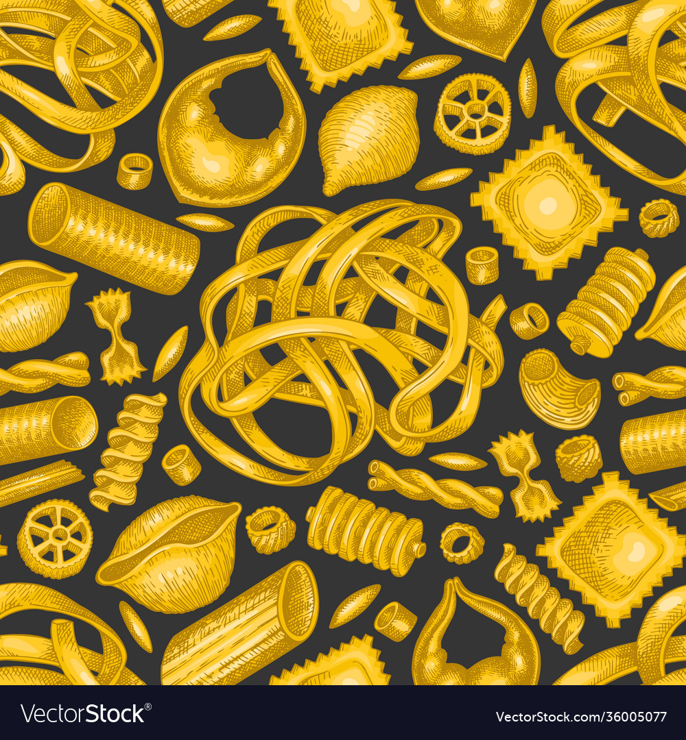 Italian pasta seamless pattern hand drawn food Vector Image