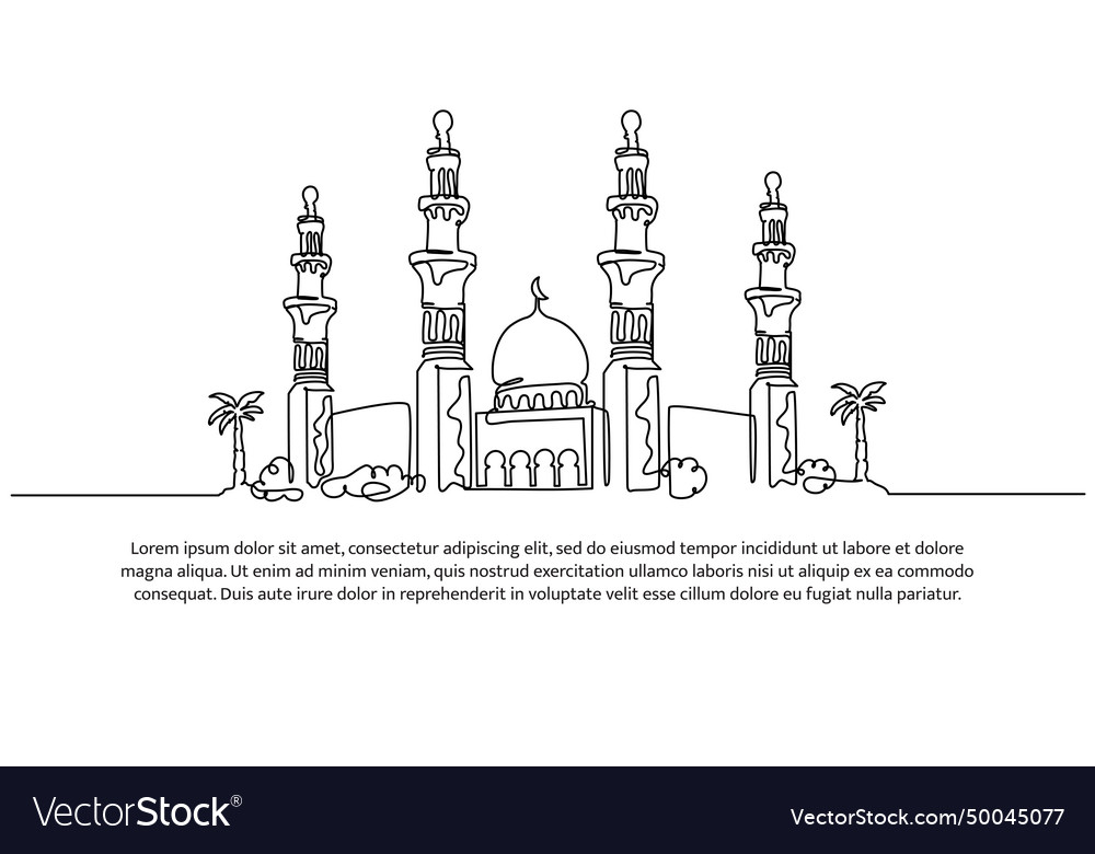 Moschee kontinuierliche Linie Design islamic vector image Moschee kontinuierliche Linie Design islamic