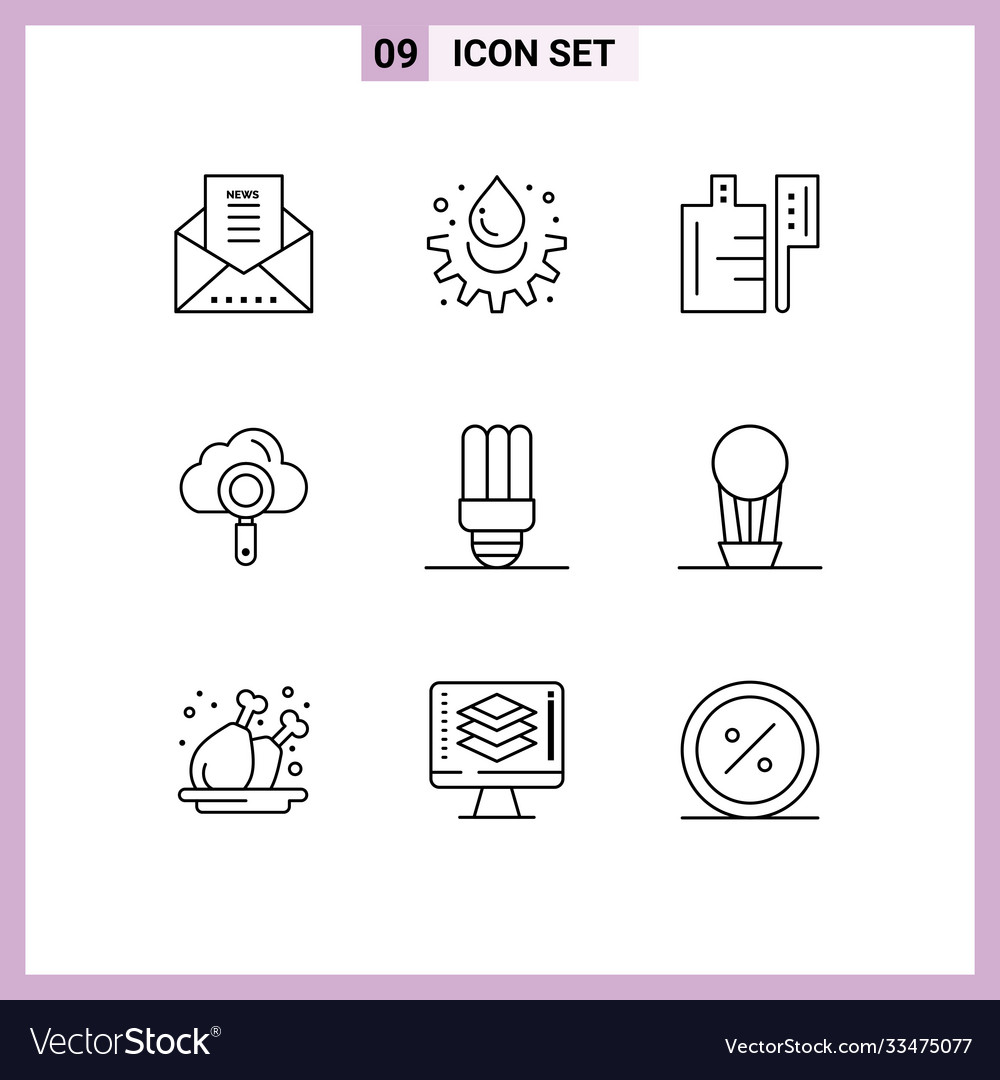 Set 9 outlines on grid for light energy saving