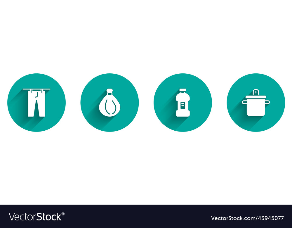 Set drying clothes garbage bag bottle Royalty Free Vector