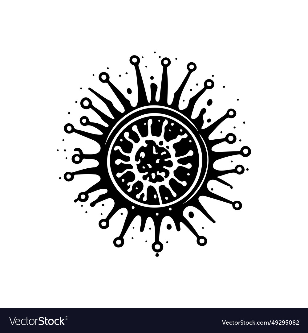 Corona virus icon hand draw black colour world Vector Image