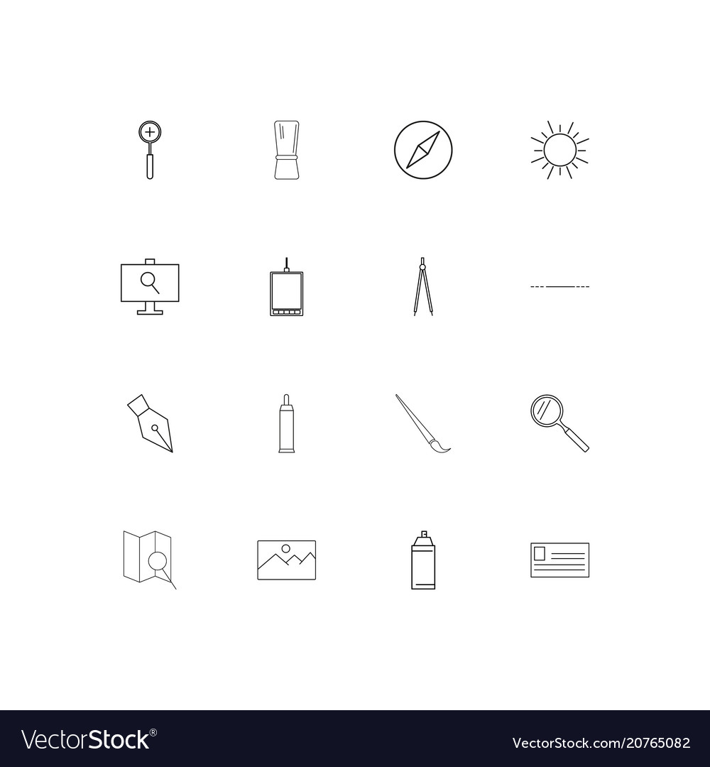 Creative process and design linear thin icons set