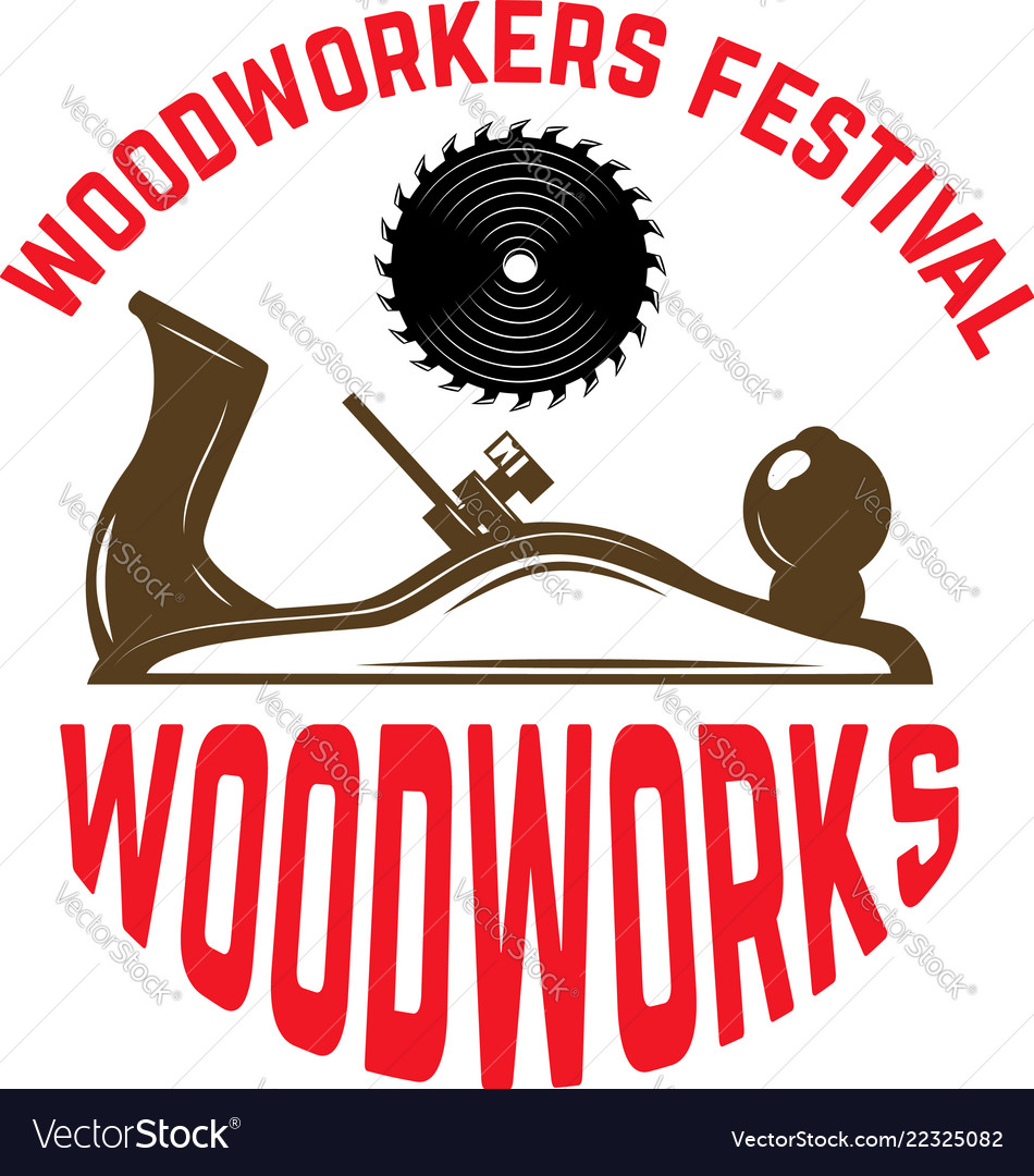 emblem template with jointer and saw mill design vector image