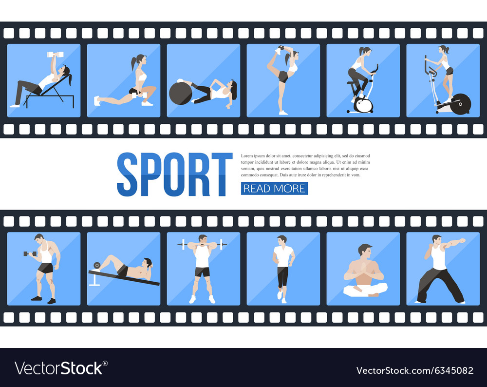 Film strips and training people icons set