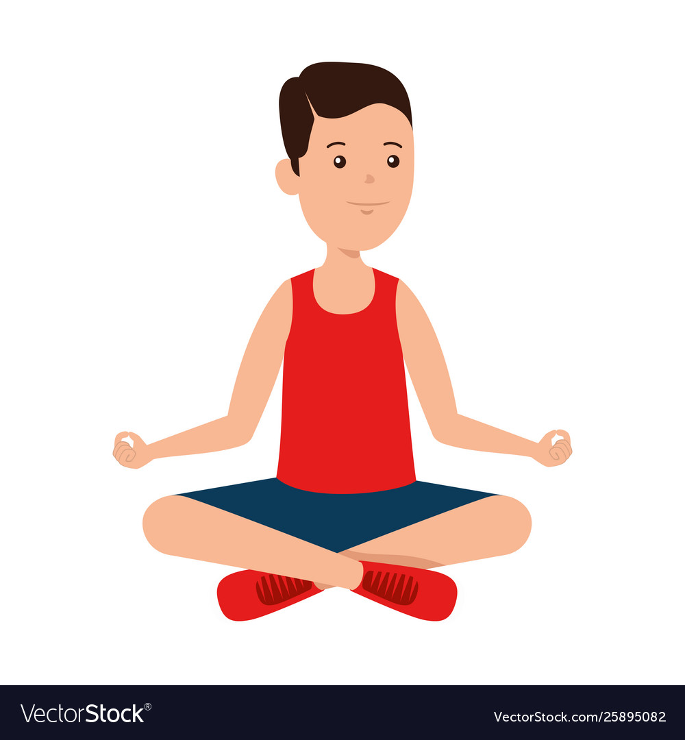 Happy athletic boy practicing yoga Royalty Free Vector Image