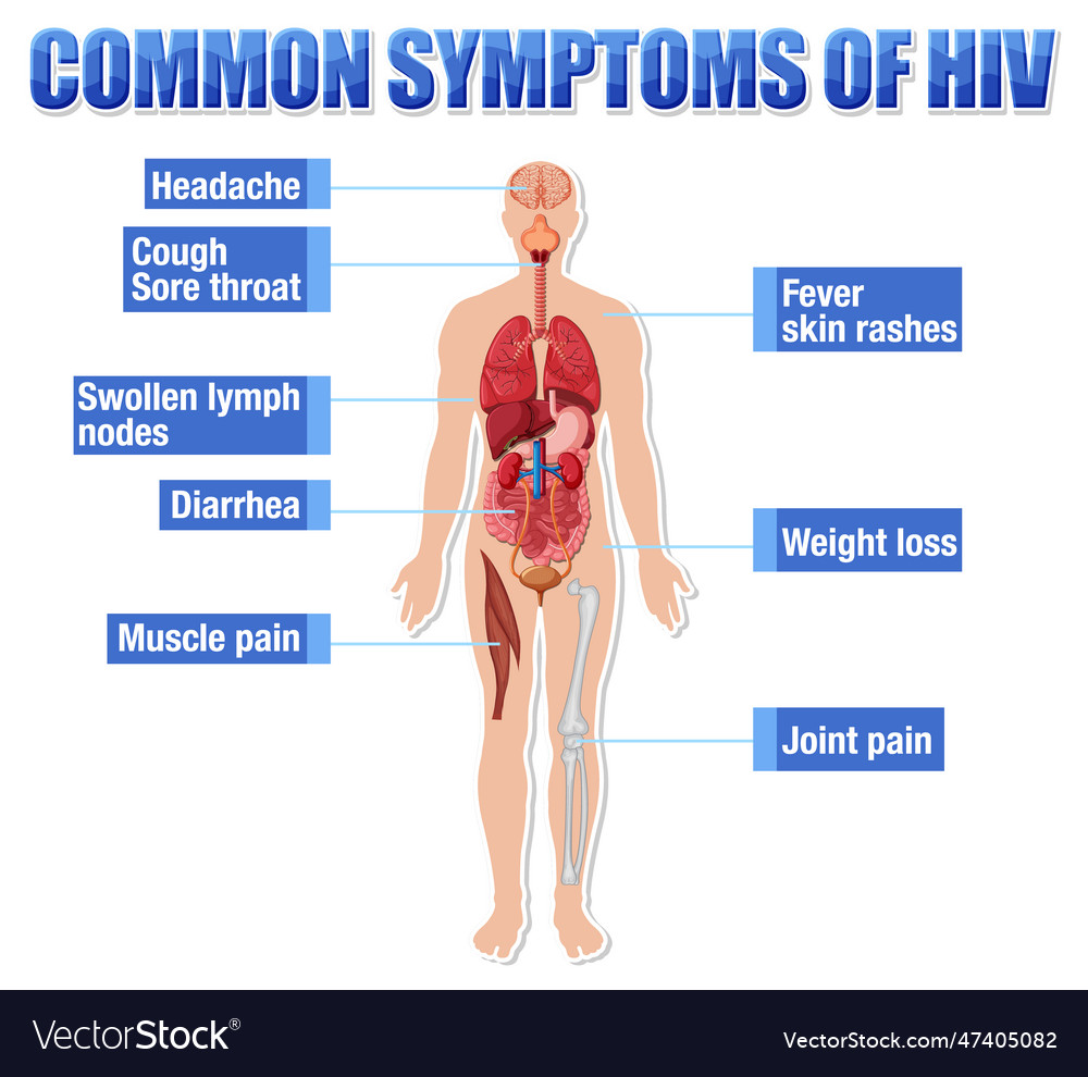 Informative poster of common symptoms of hiv Vector Image