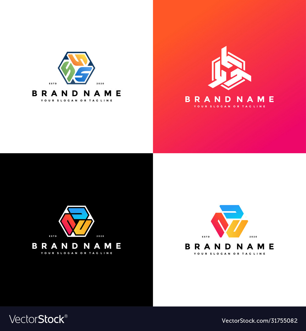 Letter logo set hexagon initial design