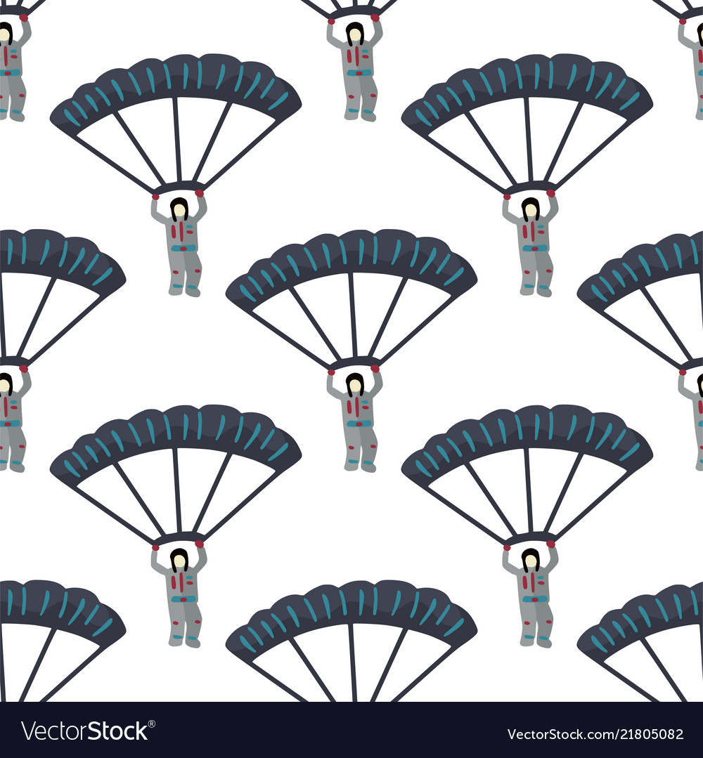 Man jumping with parachute seamless pattern vector image Man jumping with parachute seamless pattern