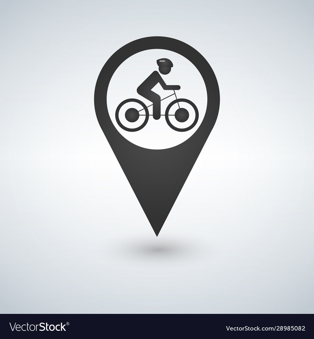 Man on bike map pin pointer concept biking