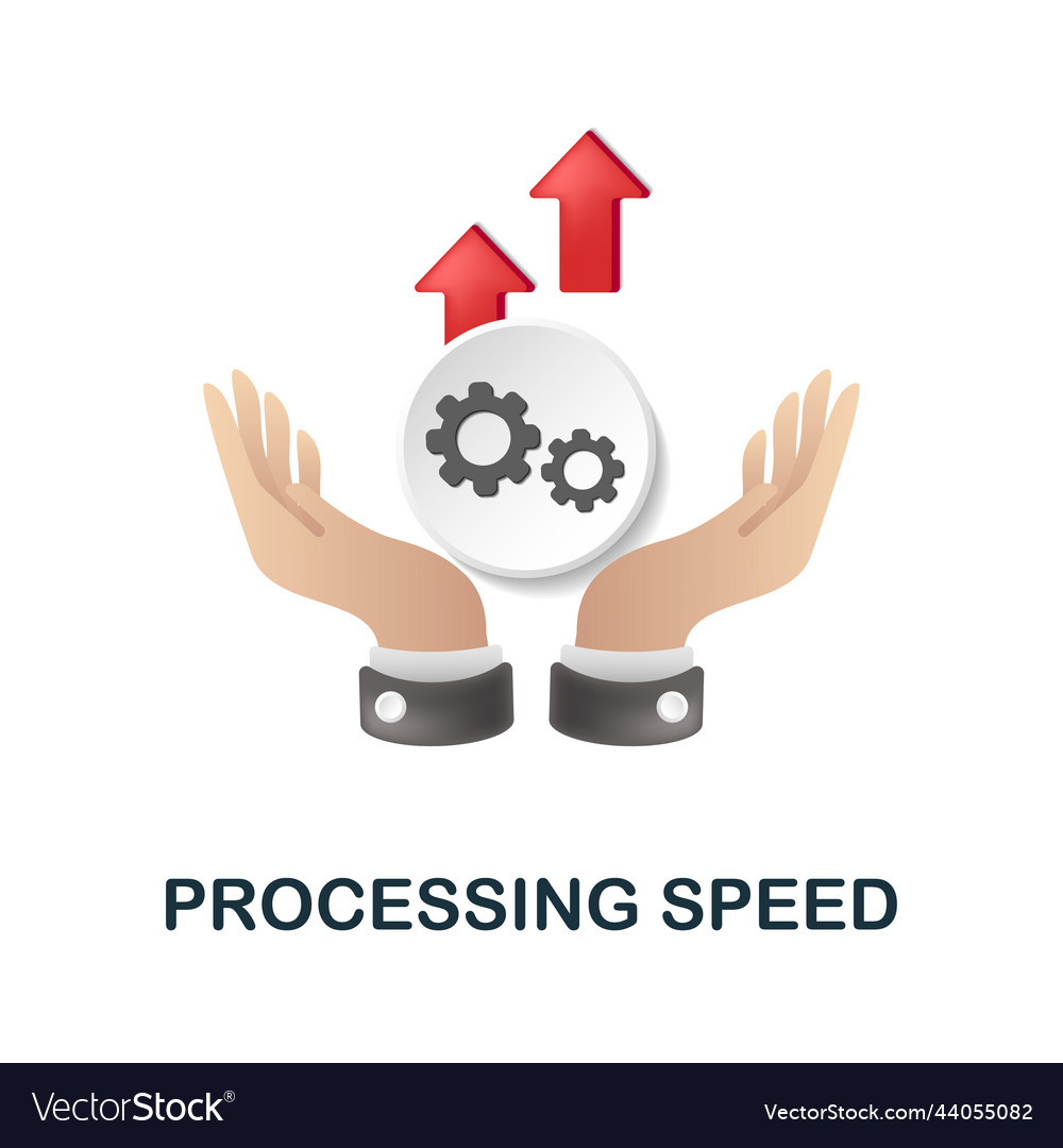 Processing speed icon 3d from cognitive skills vector image Processing speed icon 3d from cognitive skills