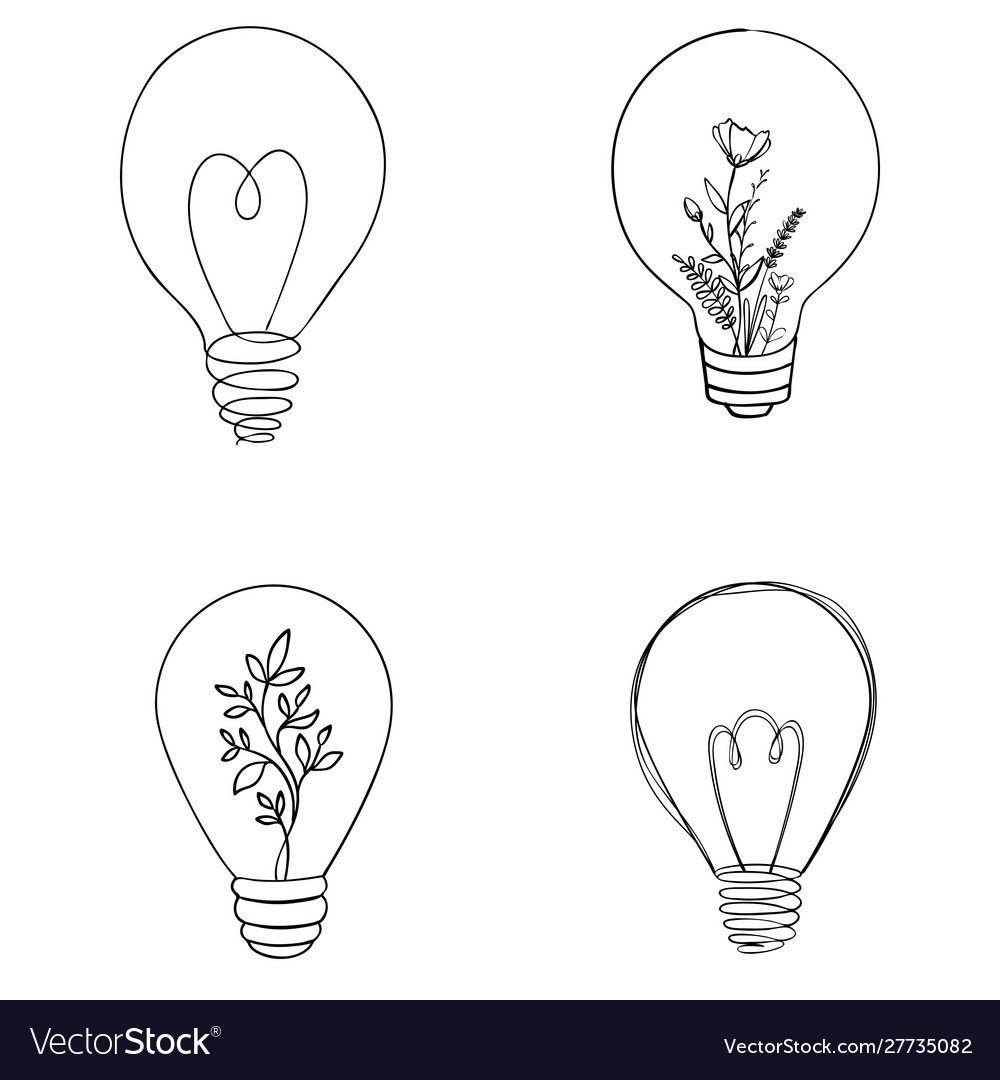 Bulb light draw Royalty Free Vector Image - VectorStock