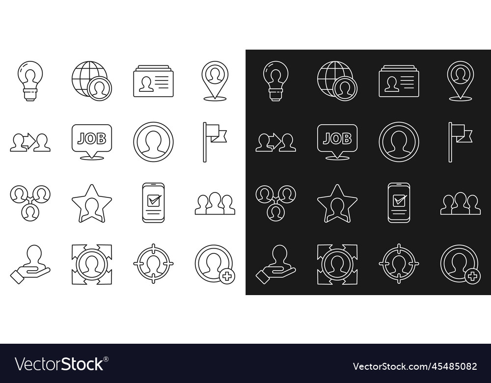 Set line create account screen users group vector image Set line create account screen users group