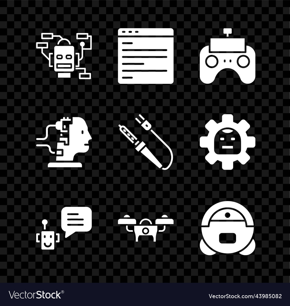 Set robot computer api interface remote control vector image Set robot computer api interface remote control