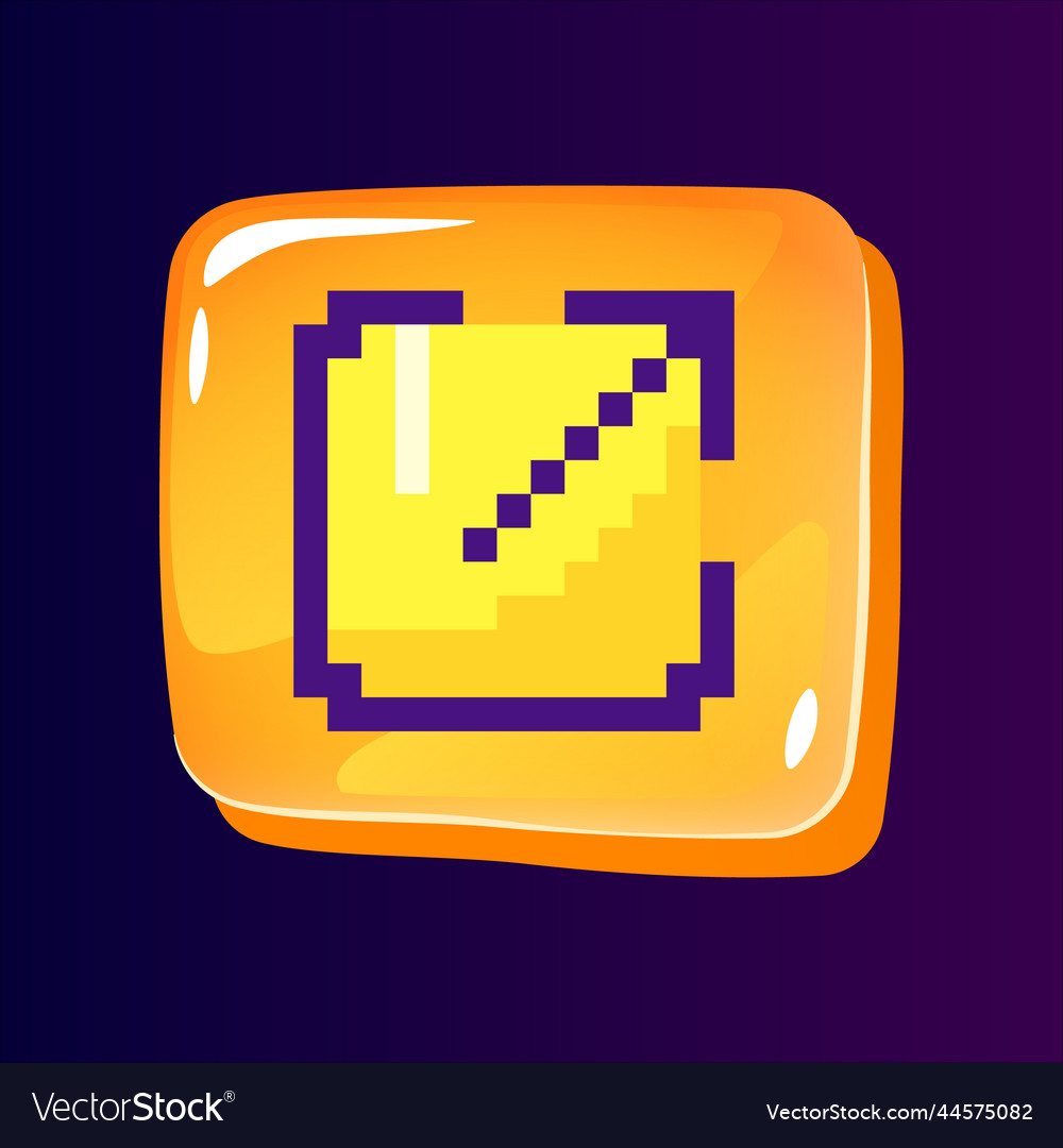 Size expand glossy ui button with pixelated color vector image Size expand glossy ui button with pixelated color