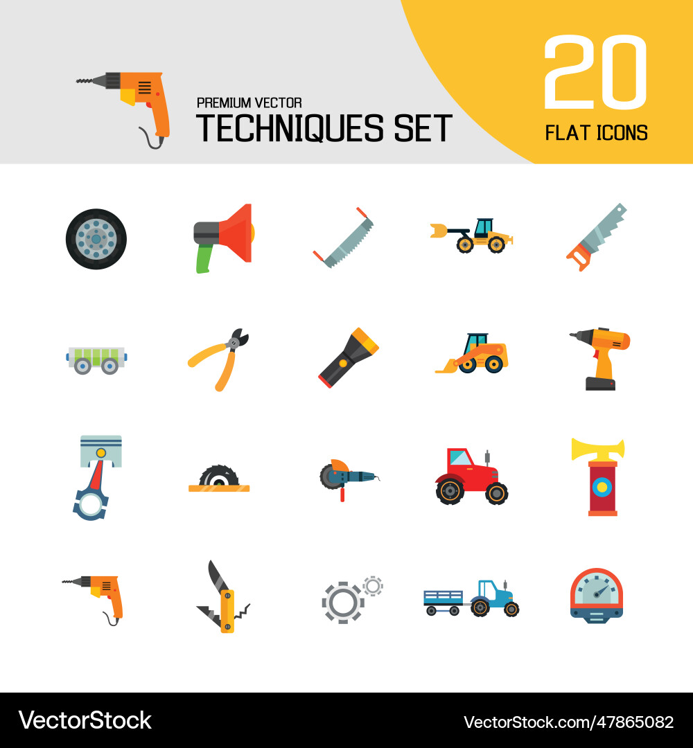 Techniques icons set Royalty Free Vector Image