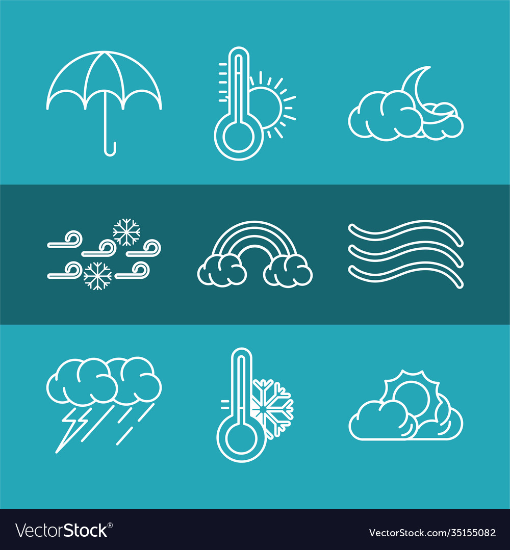 Weather forecast icons include umbrella moon Vector Image