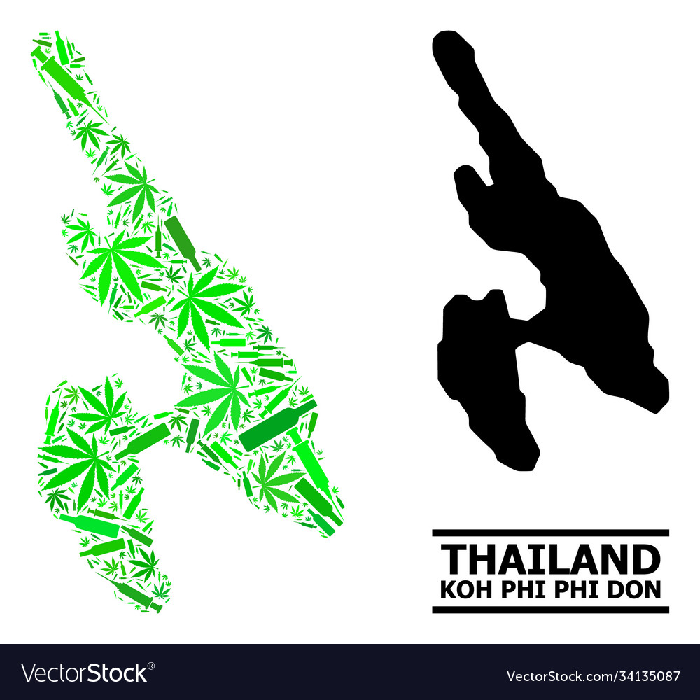 Addiction mosaic map koh phi don vector image Addiction mosaic map koh phi don