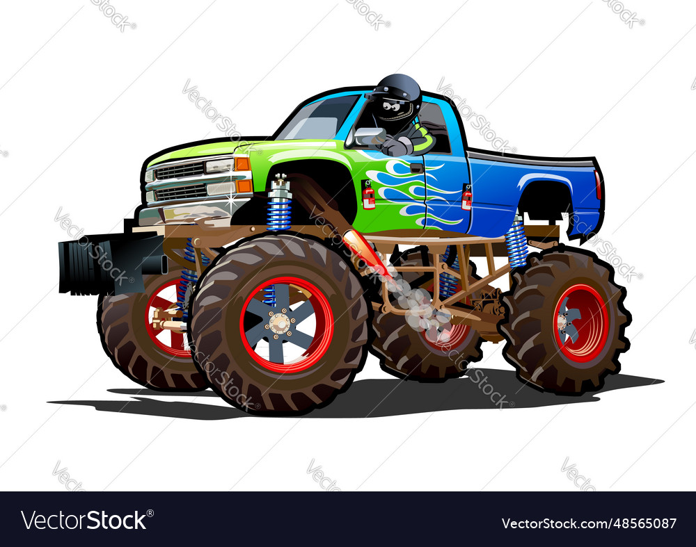 Cartoon Monster Truck isolated on white background - Stock Illustration  [44666432] - PIXTA