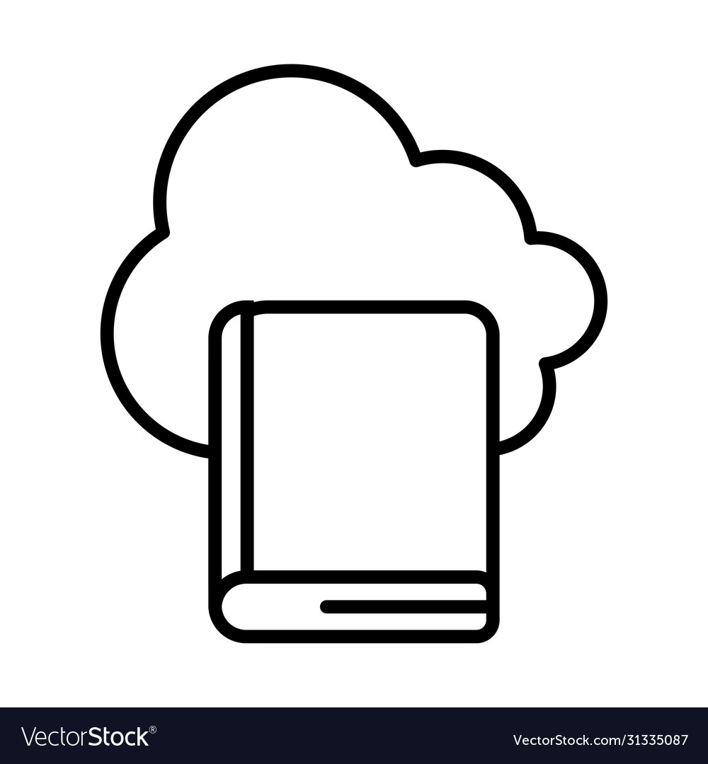 Cloud computing and ebook line style icon