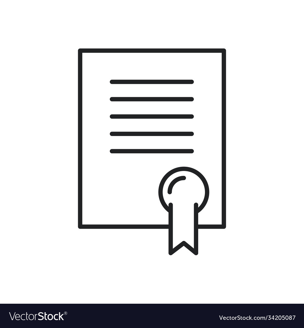 Document with seal stamp line style icon