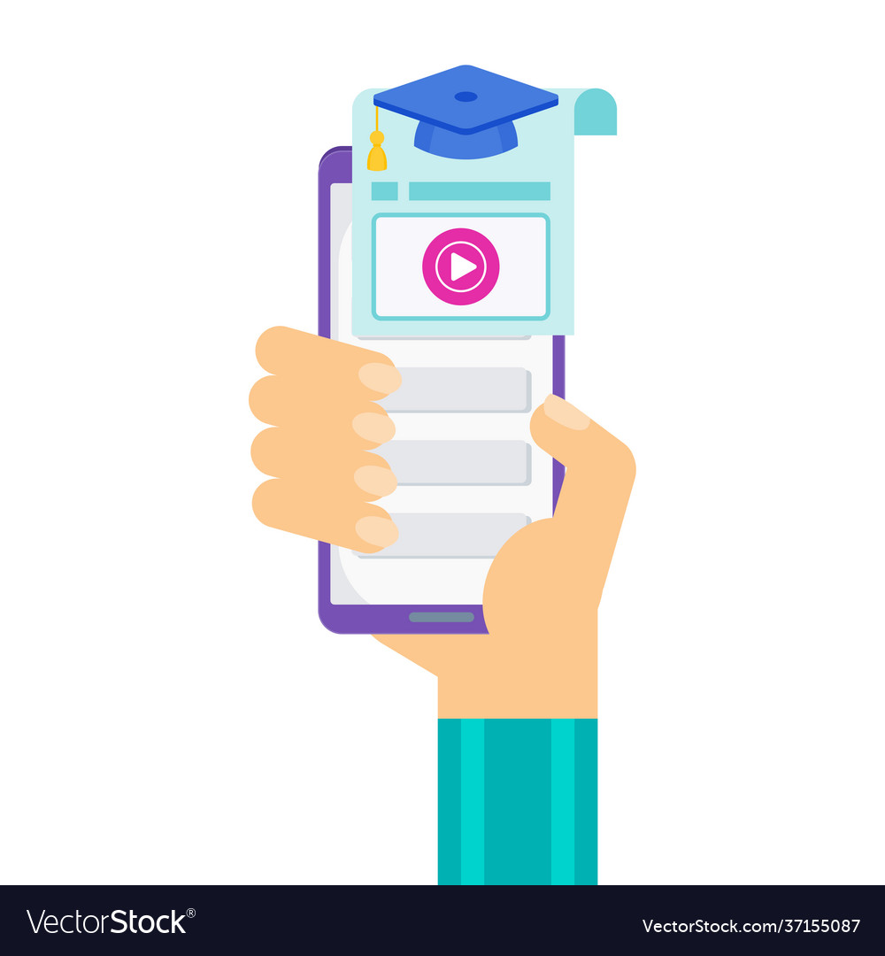 Function of a mobile app hand with phone vector image Function of a mobile app hand with phone