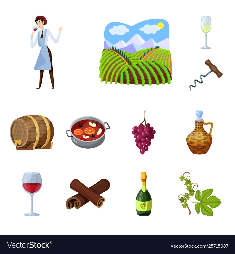 Grape and winery icon set vector image Grape and winery icon set