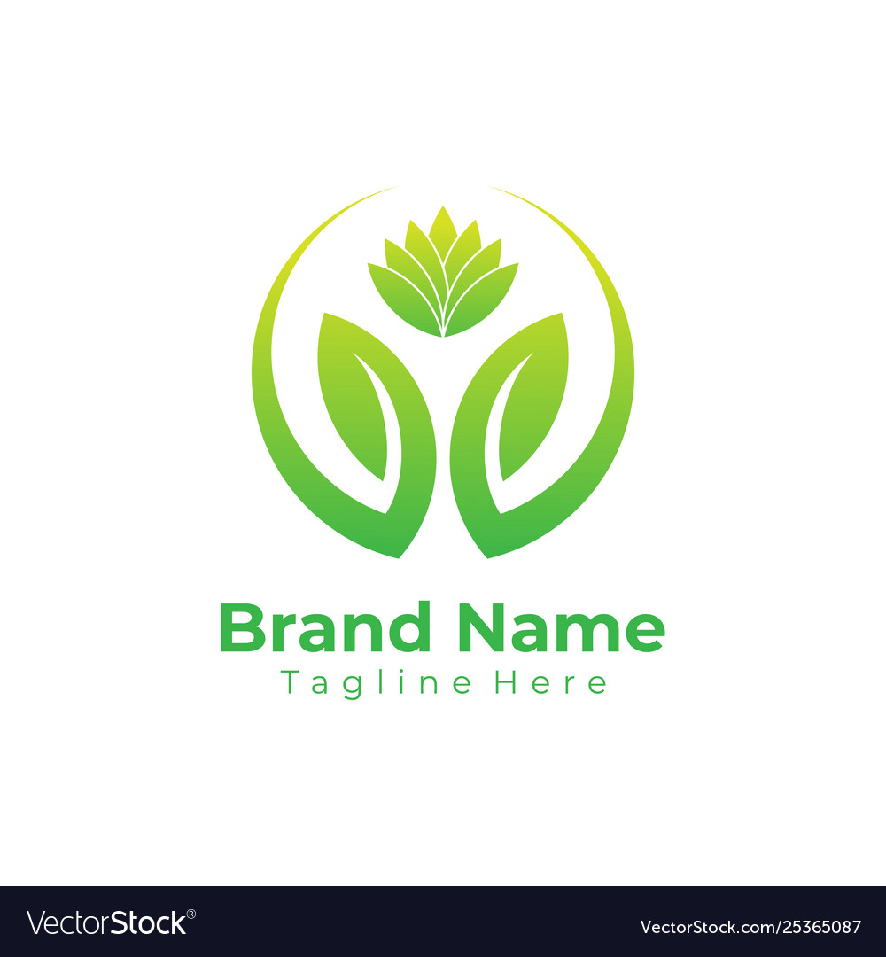 Green nature logo ecology logo flat Royalty Free Vector