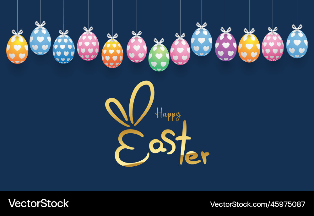 Happy easter hand lettering with eggs Royalty Free Vector