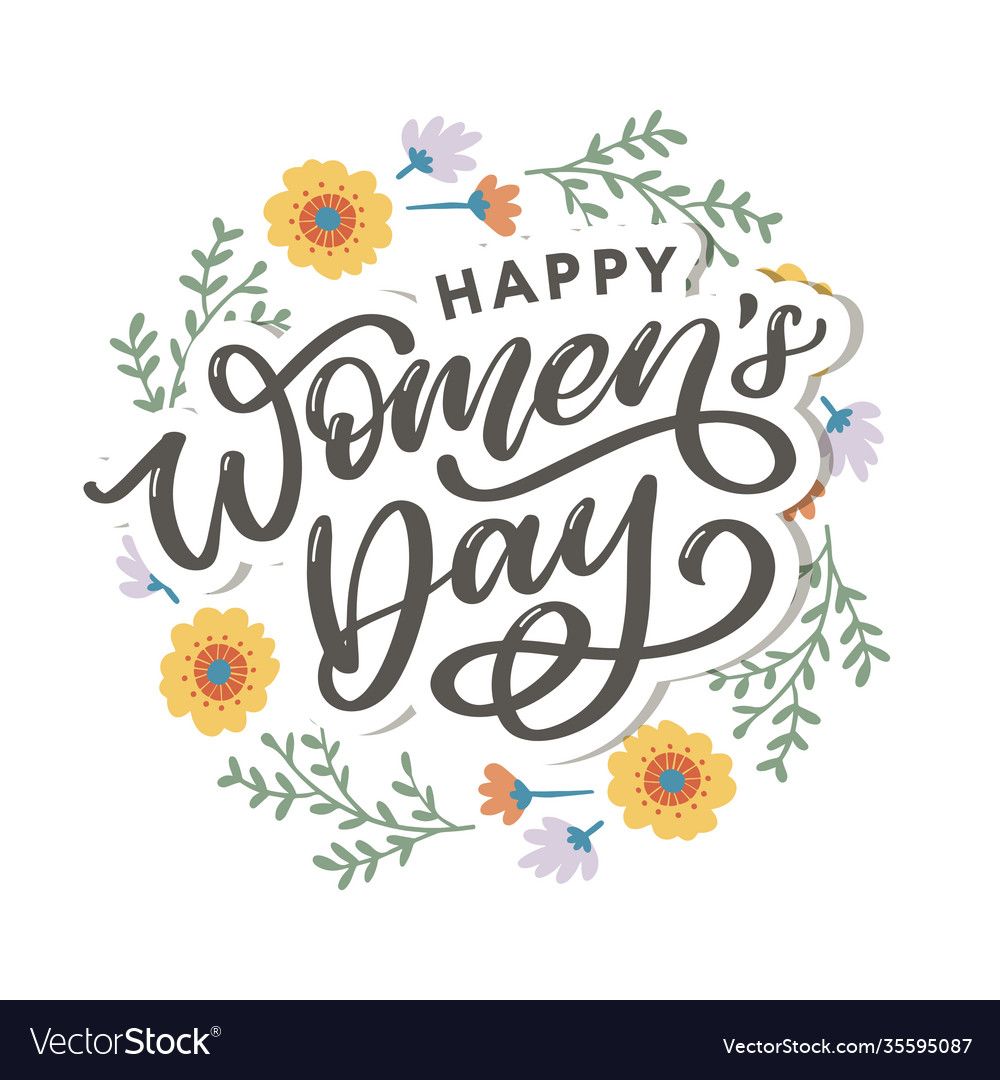 Happy womens day handwritten lettering modern Vector Image