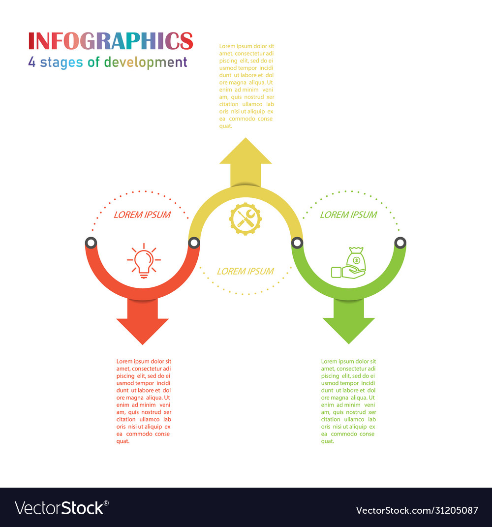 Infographics template three stages for web vector image Infographics template three stages for web