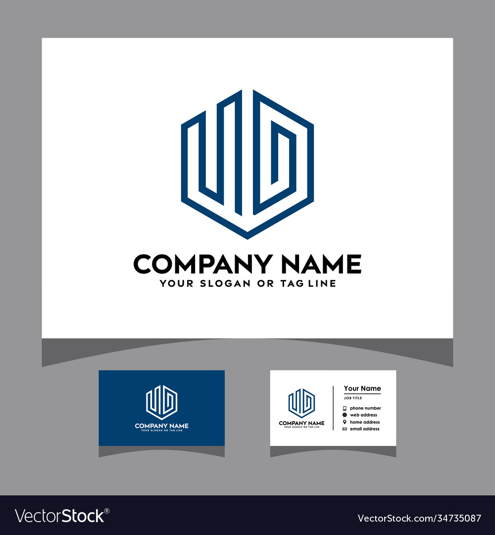 Initials ud logo with a business card