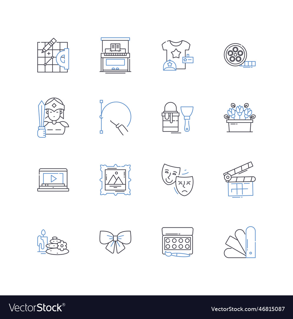 Iterative process line icons collection iteration vector image Iterative process line icons collection iteration
