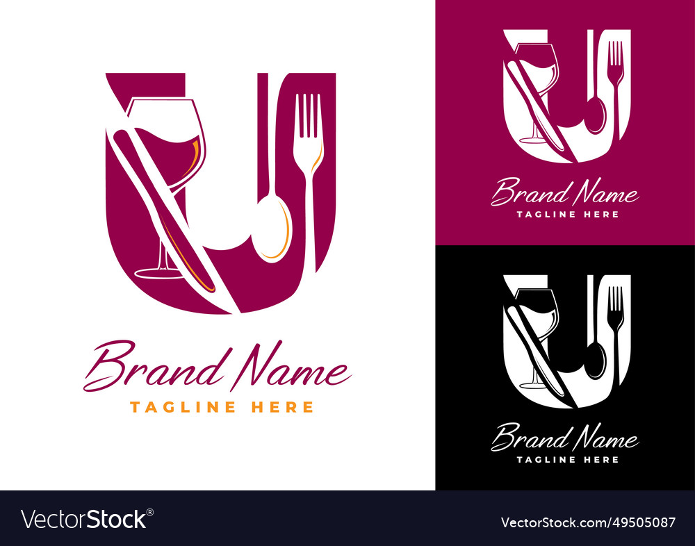 Letter u food logo design template