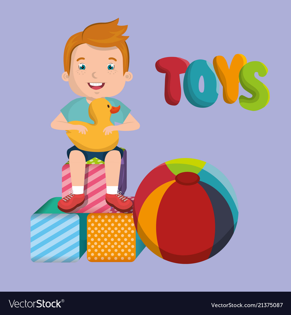 A boy playing toys Royalty Free Vector Image - VectorStock