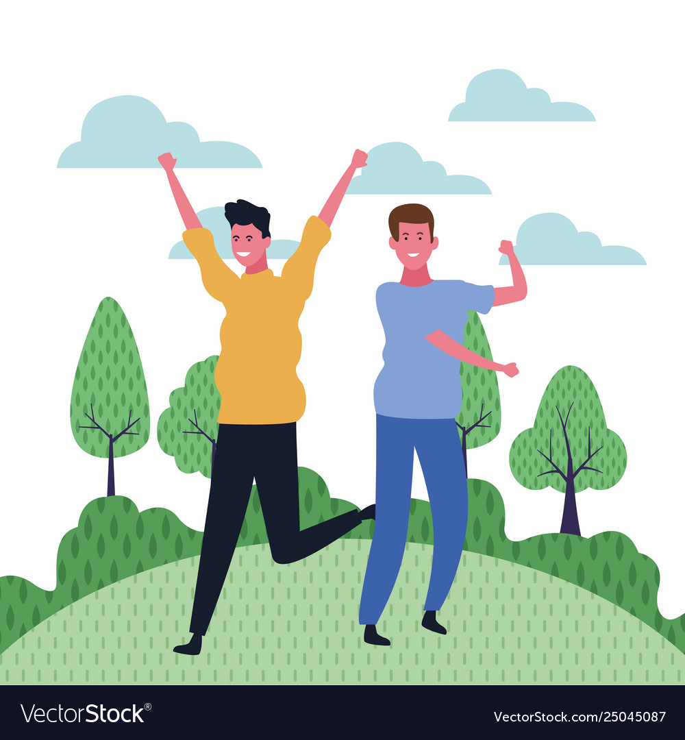Male friends having fun Royalty Free Vector Image