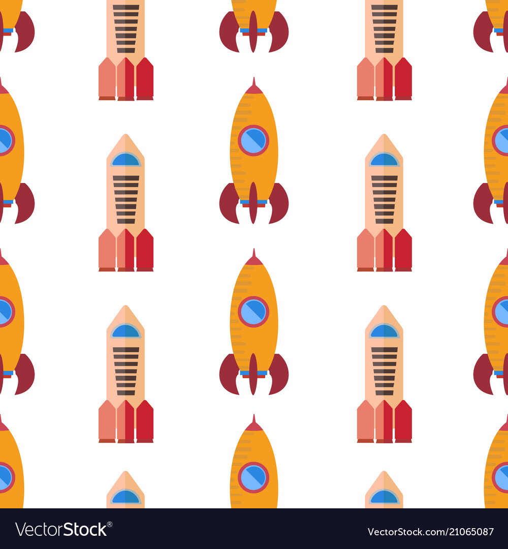 Seamless pattern with space rocket