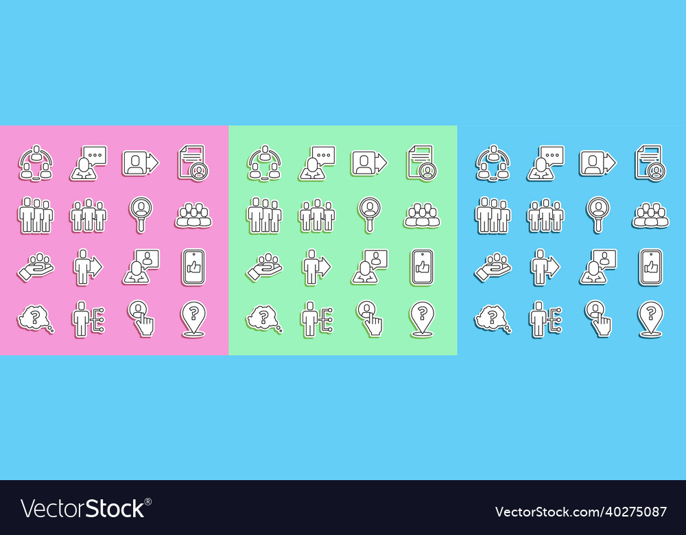 Set line question mark hand like project team vector image Set line question mark hand like project team