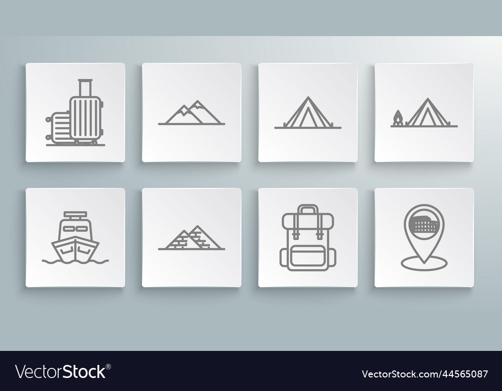 Set line ship mountains egypt pyramids hiking