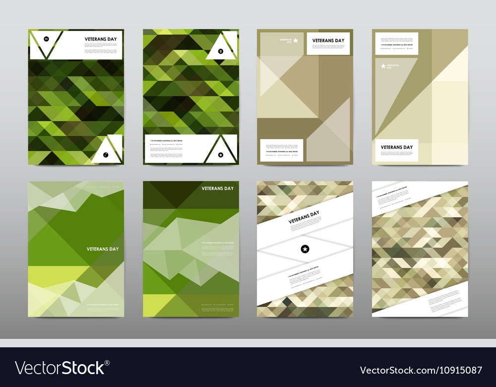 Set of veterans day brochure poster templates