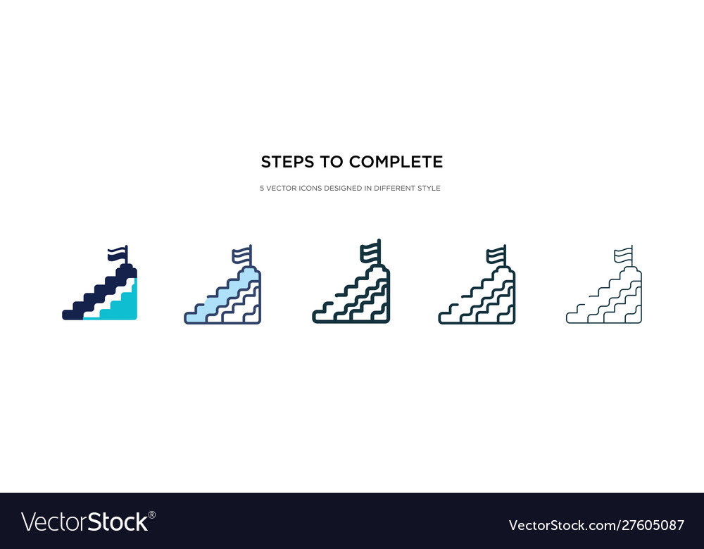 Steps to complete icon in different style two vector image Steps to complete icon in different style two