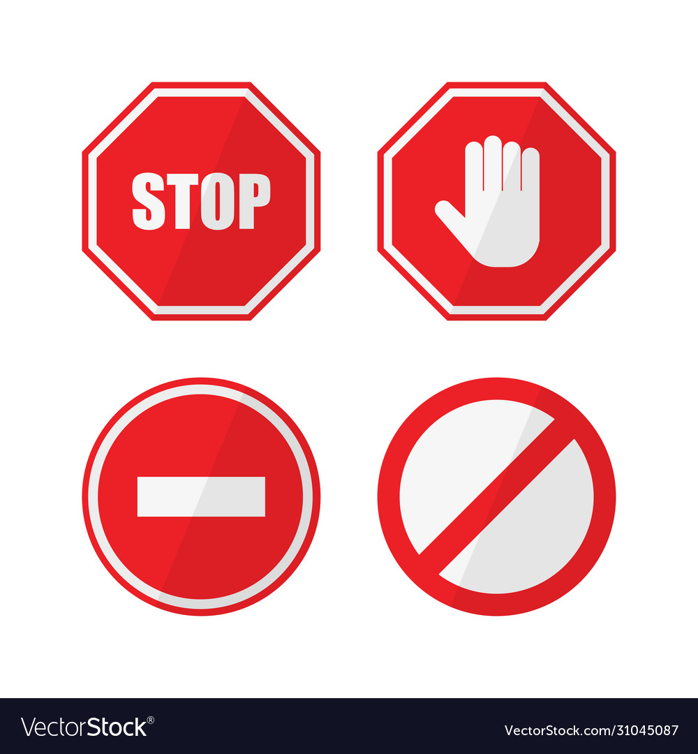 Stop set sign in flat style