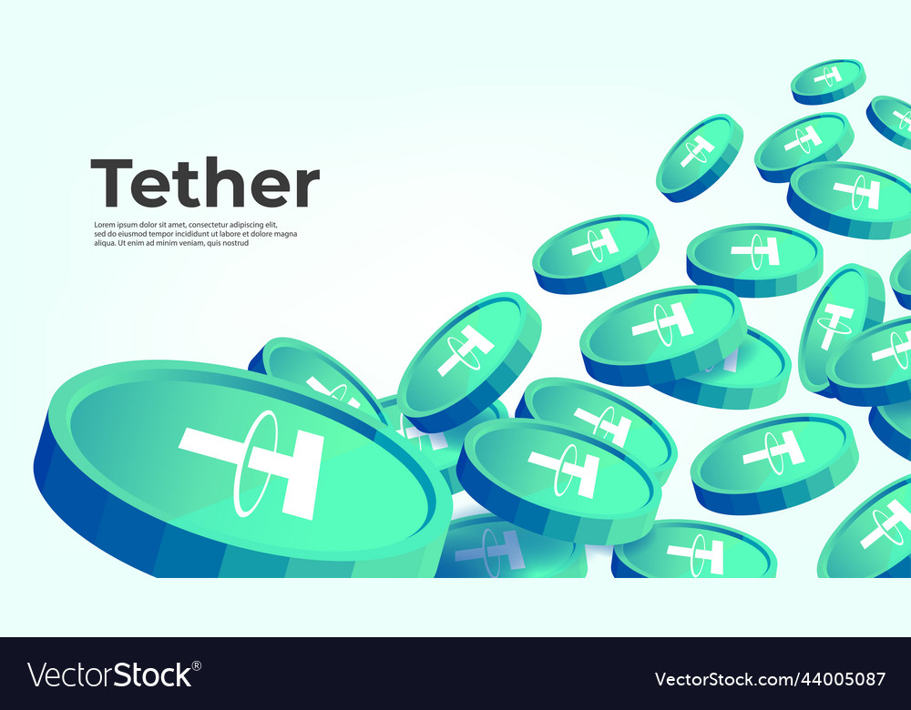 Tether usdt coins falling from the sky vector image Tether usdt coins falling from the sky