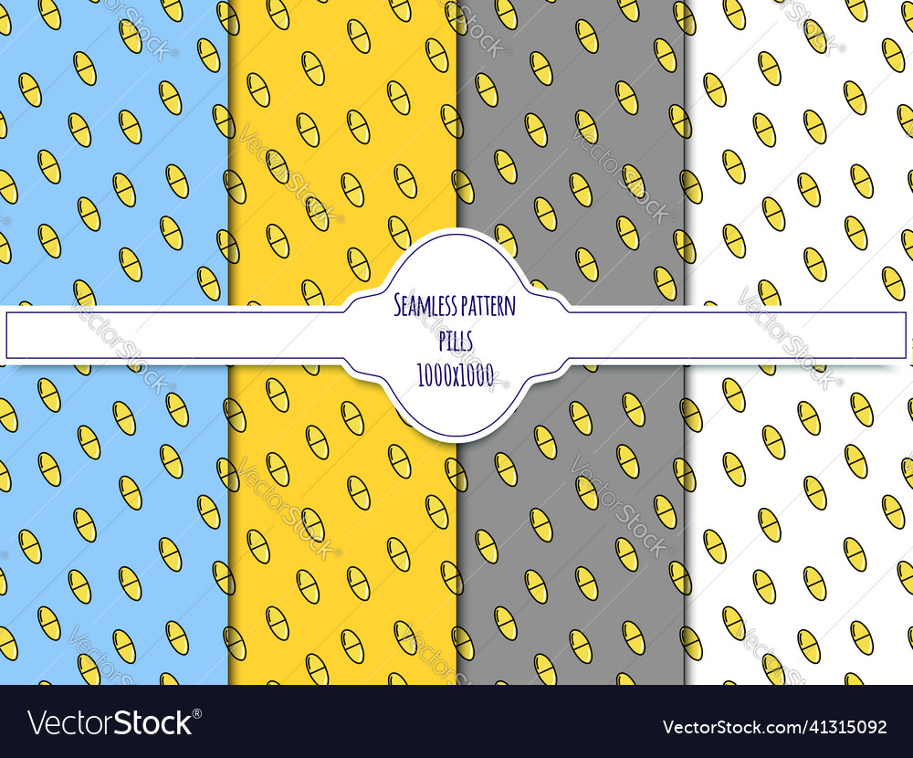 A set of seamless patterns tablets pills vector image A set of seamless patterns tablets pills