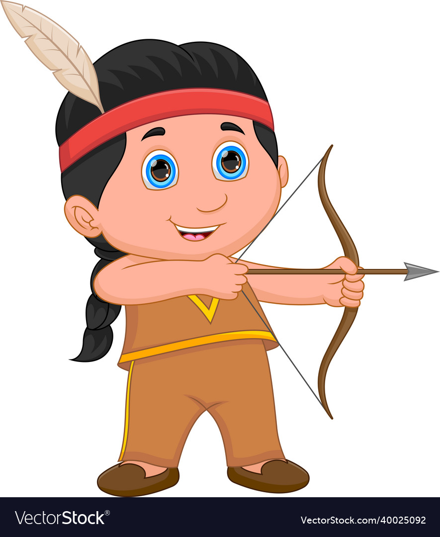 Archer Junge tragen natives amerikanisches Indianer Kostüm vector image Archer Junge tragen natives amerikanisches Indianer Kostüm