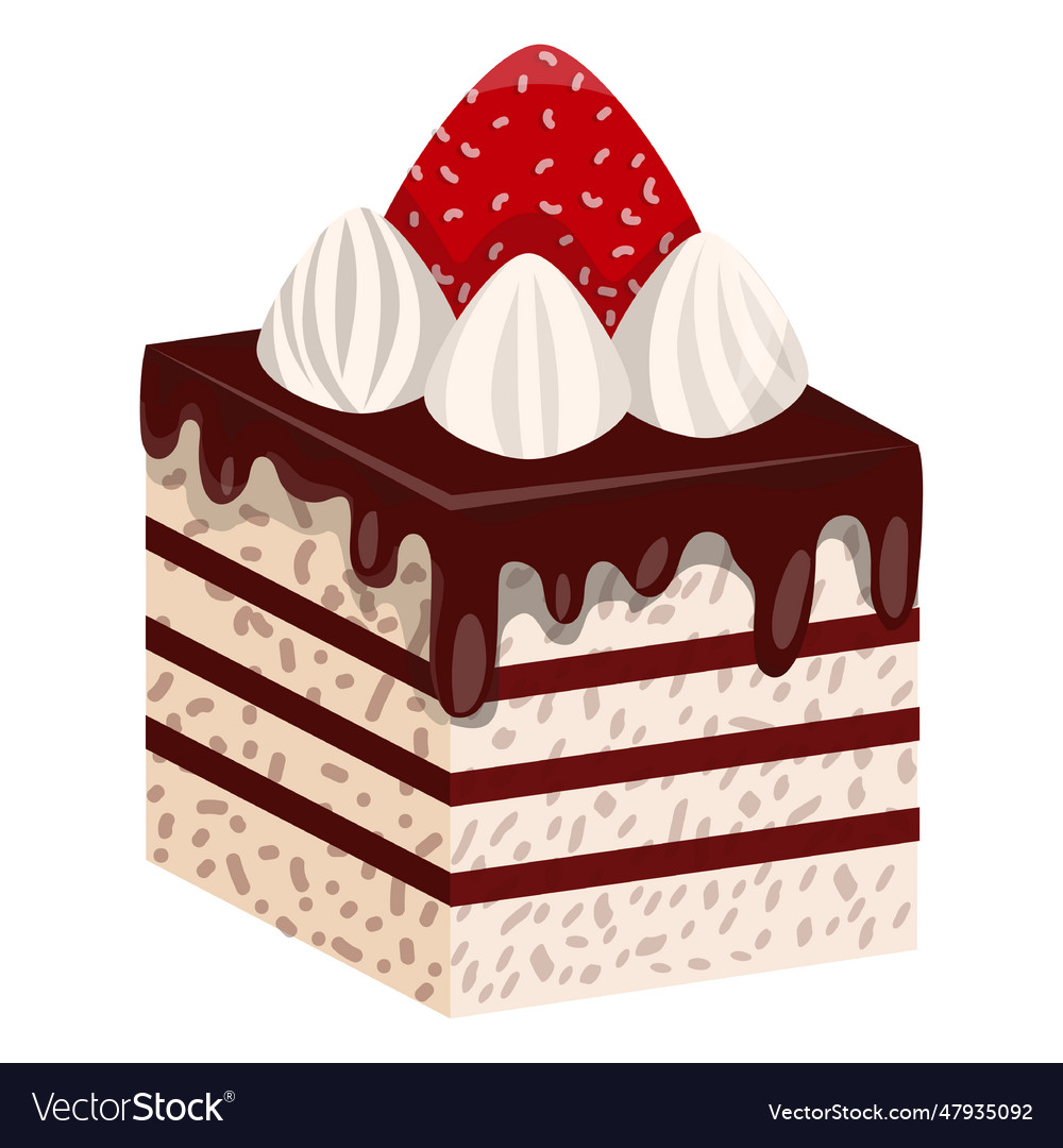 Cake slice with strawberry Royalty Free Vector Image