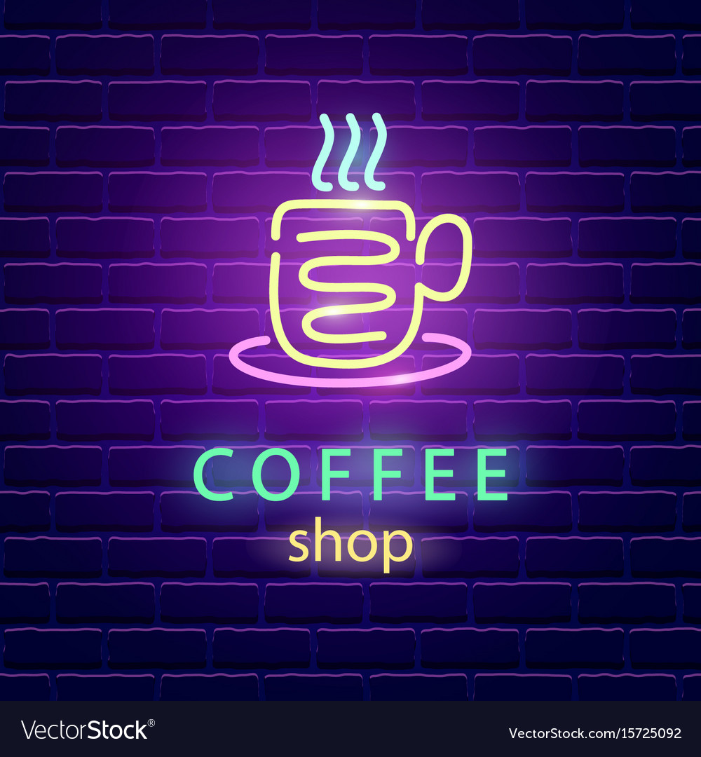 Coffee shop neon logo