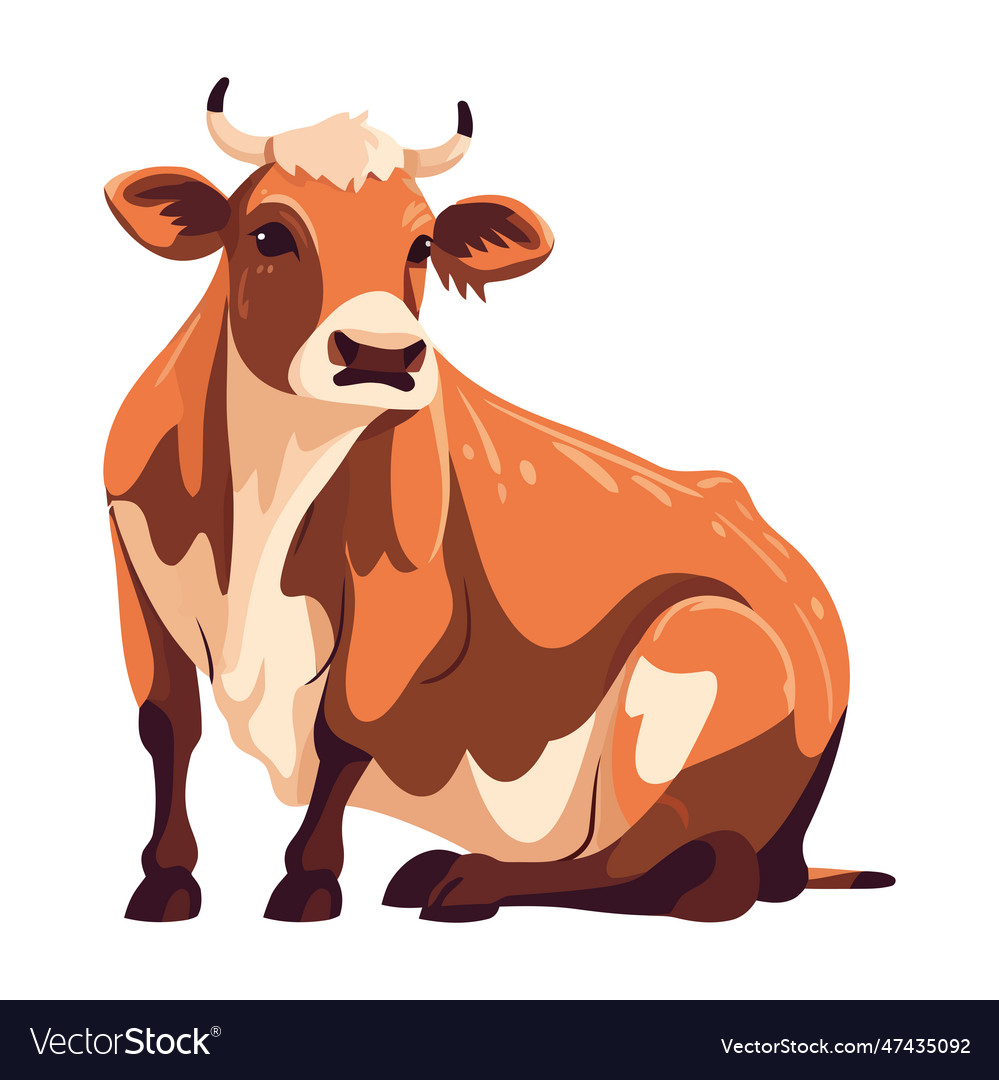 Cute cow grazing on a green meadow Royalty Free Vector Image