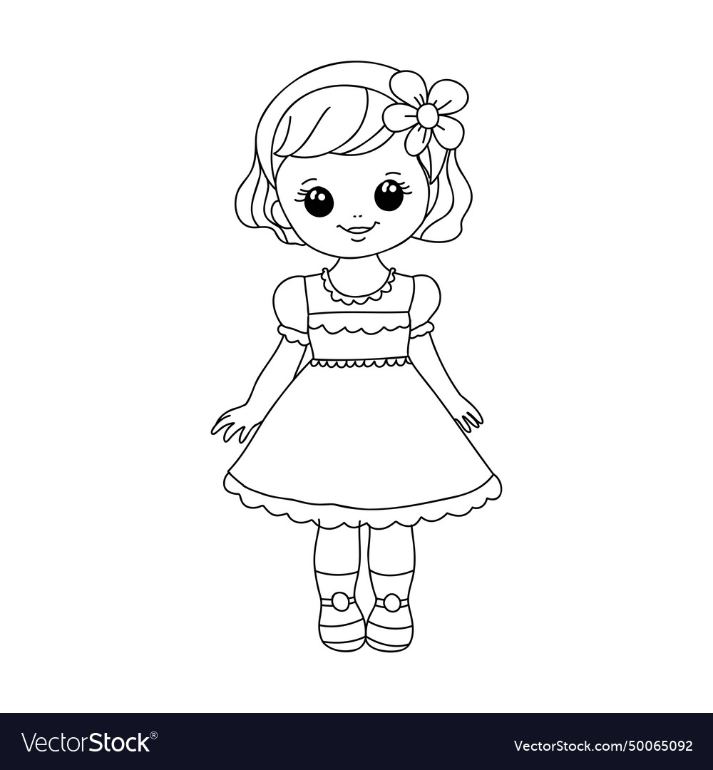 Cute little girl stands in cartoon style Vector Image