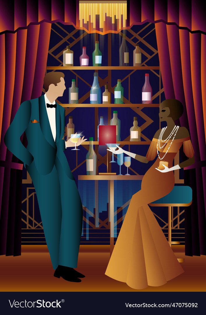 Lady and gentleman in vintage dresses Royalty Free Vector